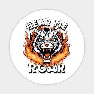 Roaring Tiger In Flames Magnet